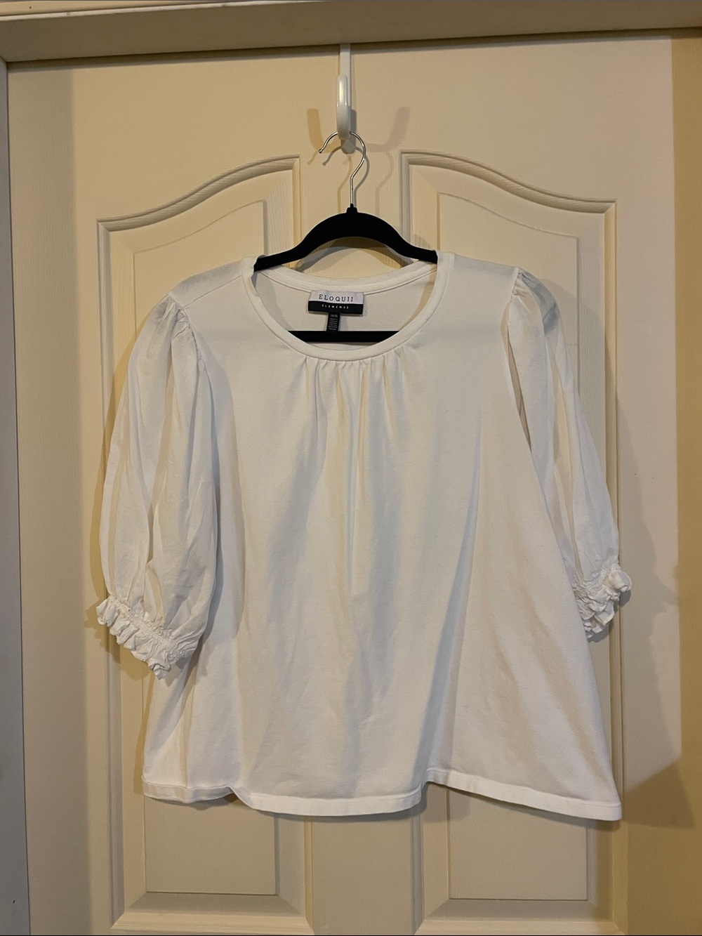Eloquii Cream Puff Sleeve Peasant Blouse